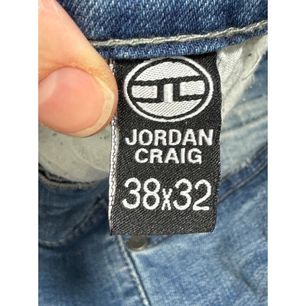 Jordan Craig Mens Sean Moto Distressed Slim Fit Blue Jeans 38x32 Meas: 39x31.5 - Picture 5 of 6